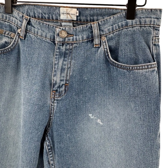 Vintage Y2K Low Rise Flare Jeans Leather Lace Up CK Calvin Klein Jeans | Size 10 - Picture 6 of 12